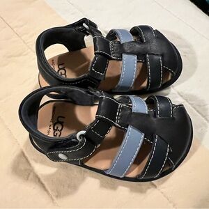 UGGS Baby Black and Light Blue Sandals